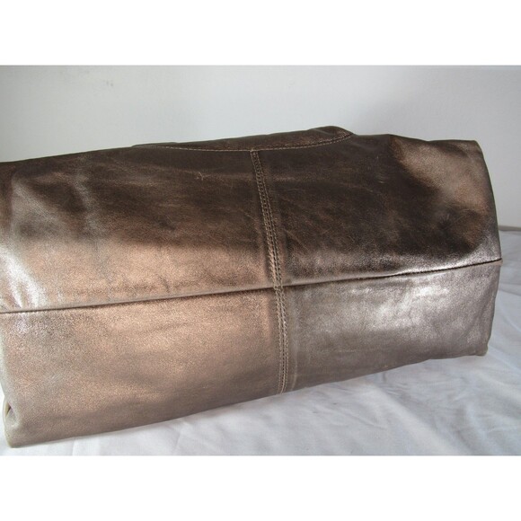 Auth Furla Metallic Bronze Gold Leather Satchel Tote Crossbody Handbag - Picture 6 of 16
